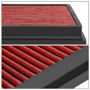Compatible with Jeep Cherokee XJ Reusable &amp; Washable Replacement High Flow Drop-in Air Filter (Red)
